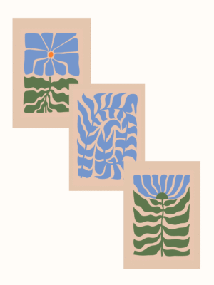 Blue Botanical Trio Pack Posters