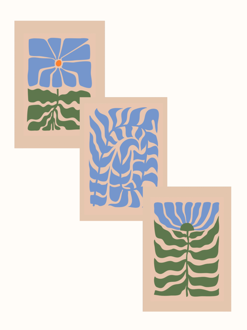Blue Botanical Trio Pack Posters