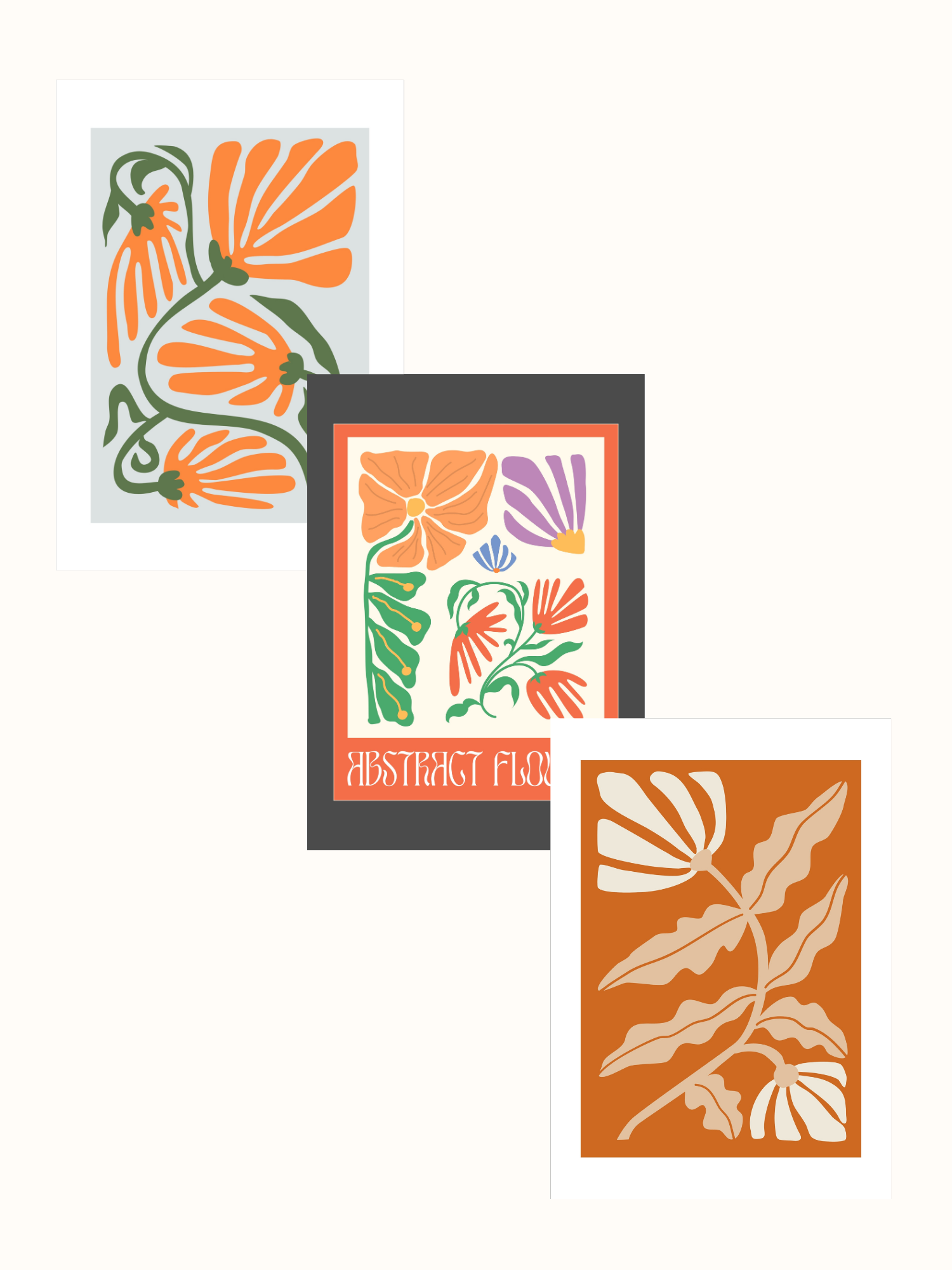 Abstract Flower Trio Pack Posters