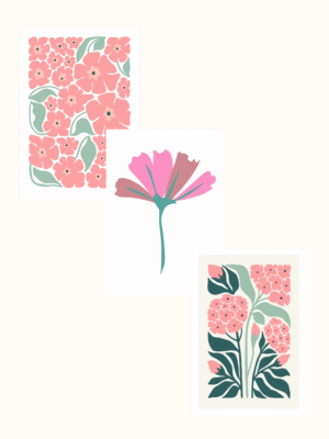 Pink Flowers Trio Pack Posters