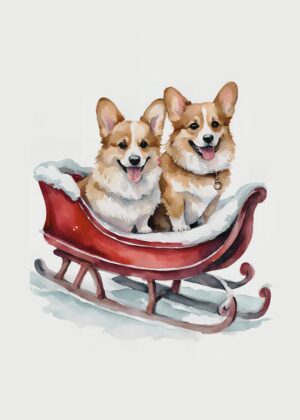 Corgis on a Sled