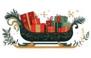 Green Sleigh with Gifts