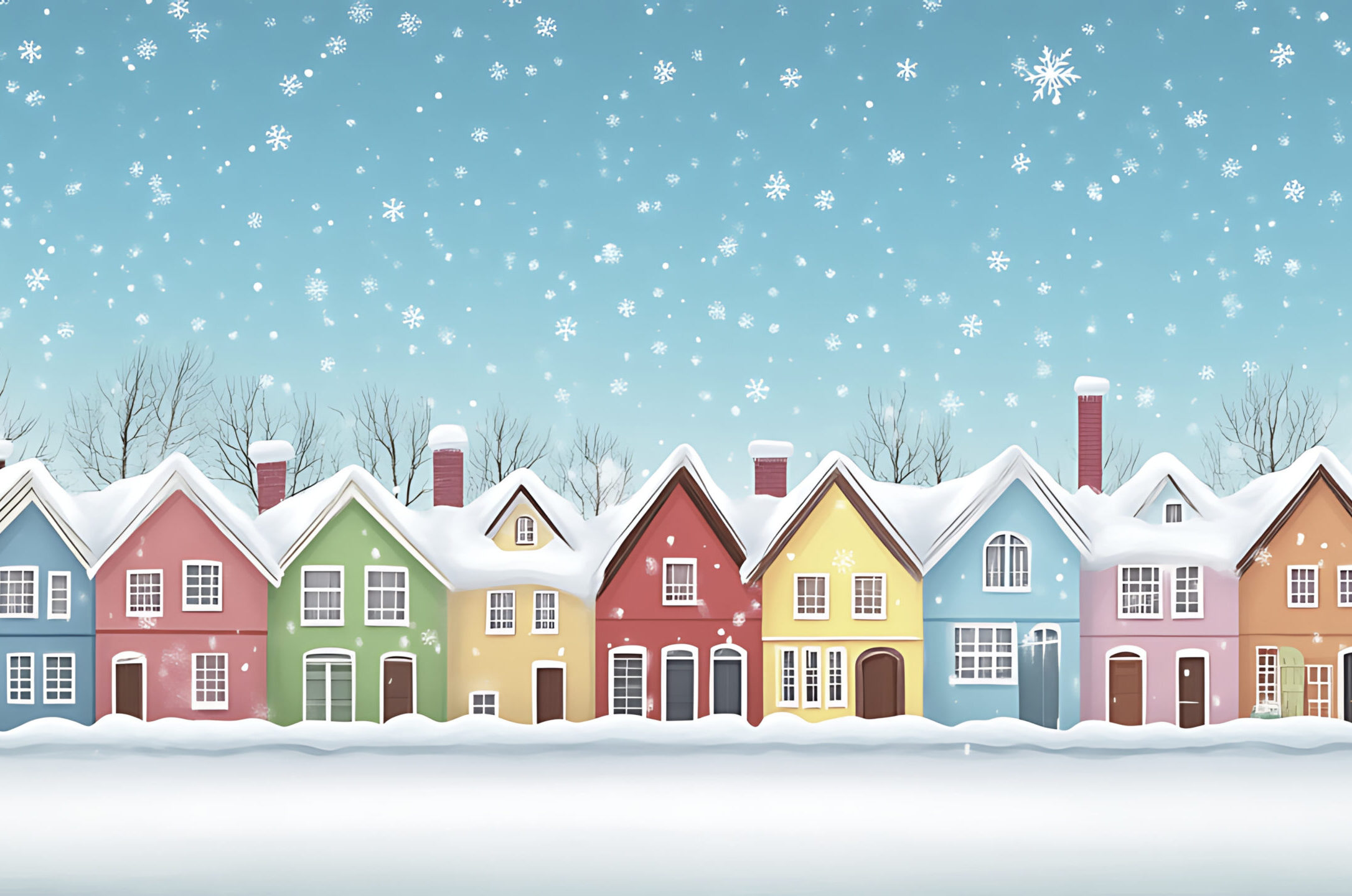 Pastel Winter Village