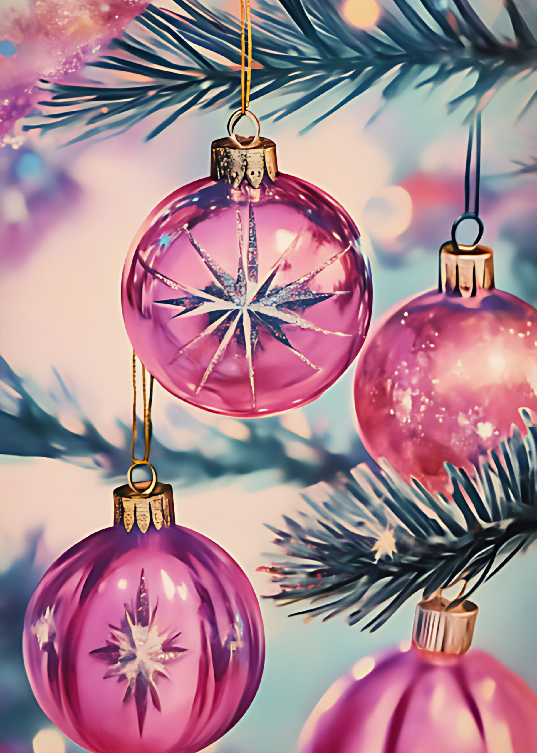 Pink Baubles on Branch