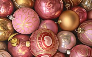 Pink & Gold Ornaments Close-up