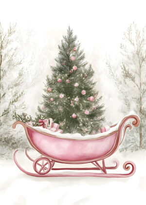Pink Sleigh in the Clearing