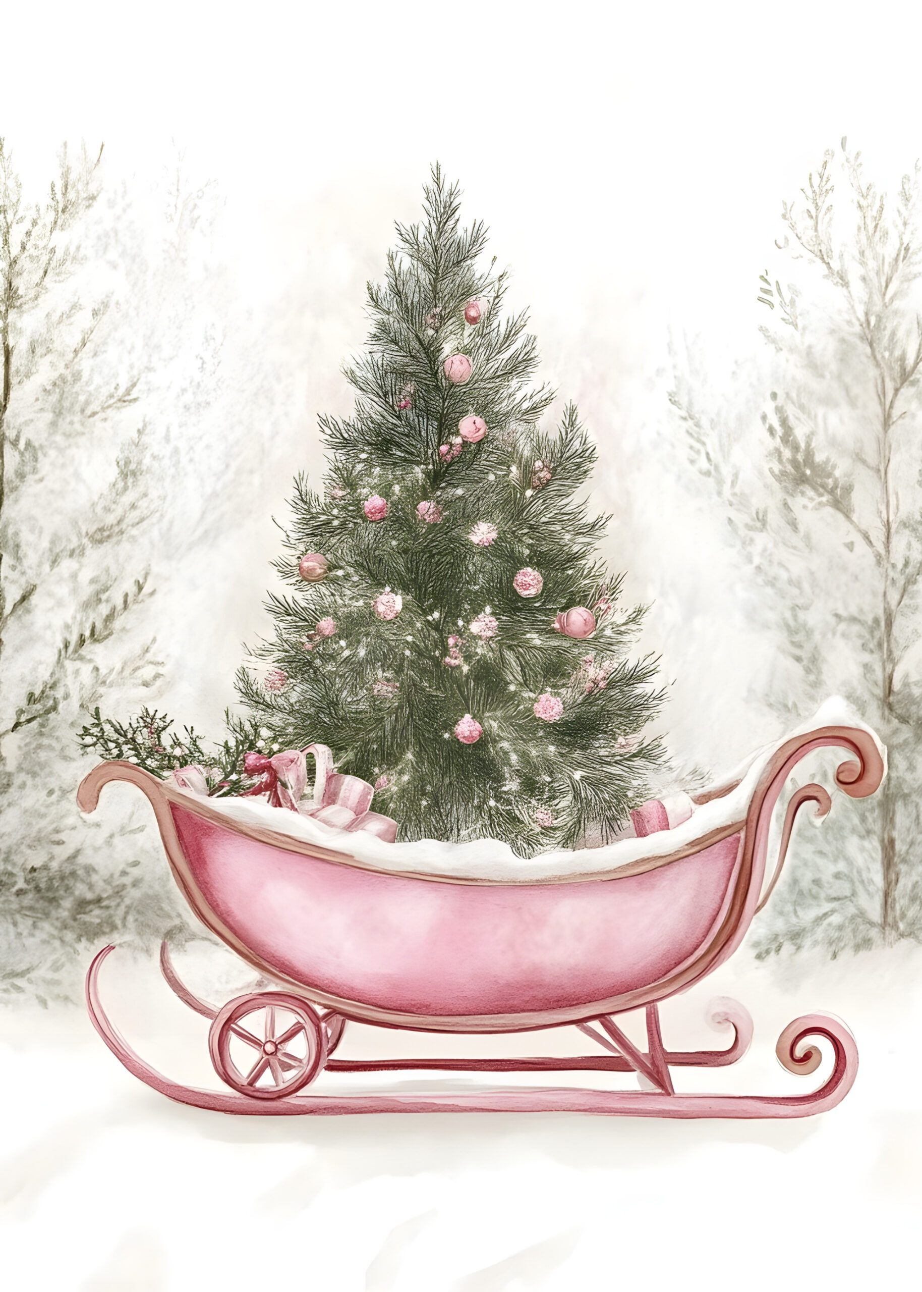 Pink Sleigh in the Clearing