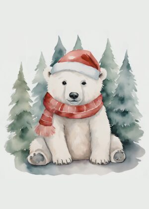 Scarfed Bear in Snow