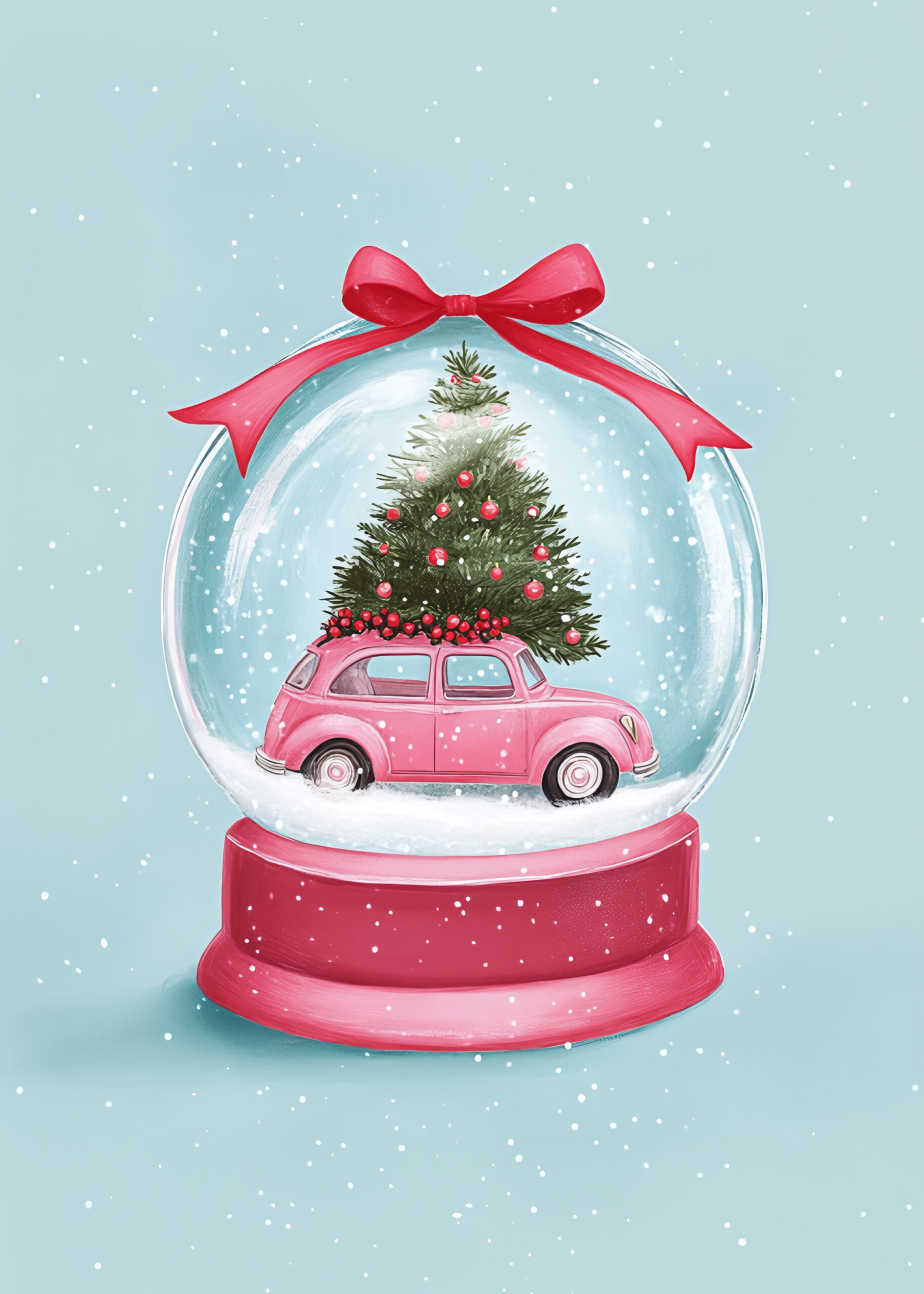 Snow Globe with Pink Car