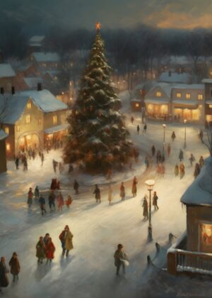 Snowy Village Square